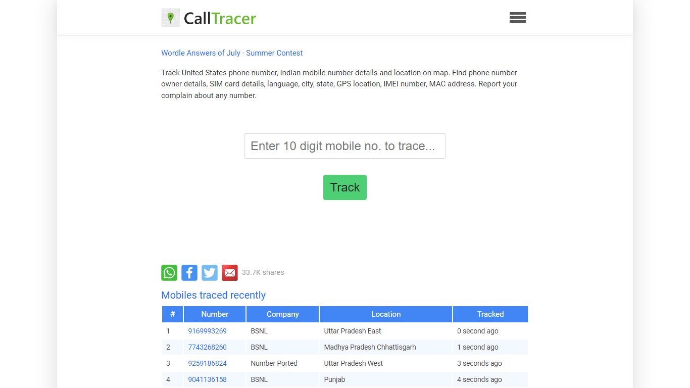 Trace mobile number details with name address location